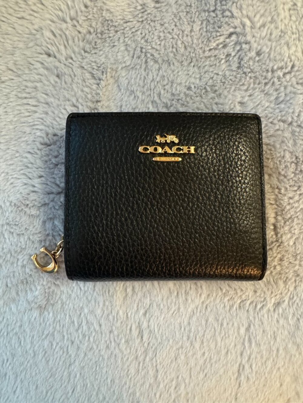 Coach Black Pebbled Leather Snap Wallet C2862